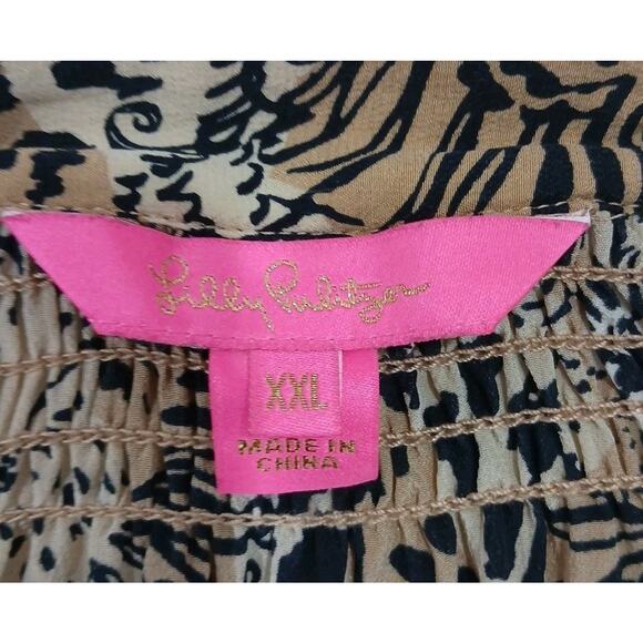 Lilly Pulitzer Elsa Silk Top Walk On The Wild Side MSRP $178 Size XXL - Picture 7 of 8